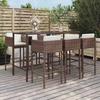 VidaXL Garden Bar Set with Cushions 7 Pcs Brown Poly Rattan, Bar Table Set, Bar Table and Chair, 3200649
