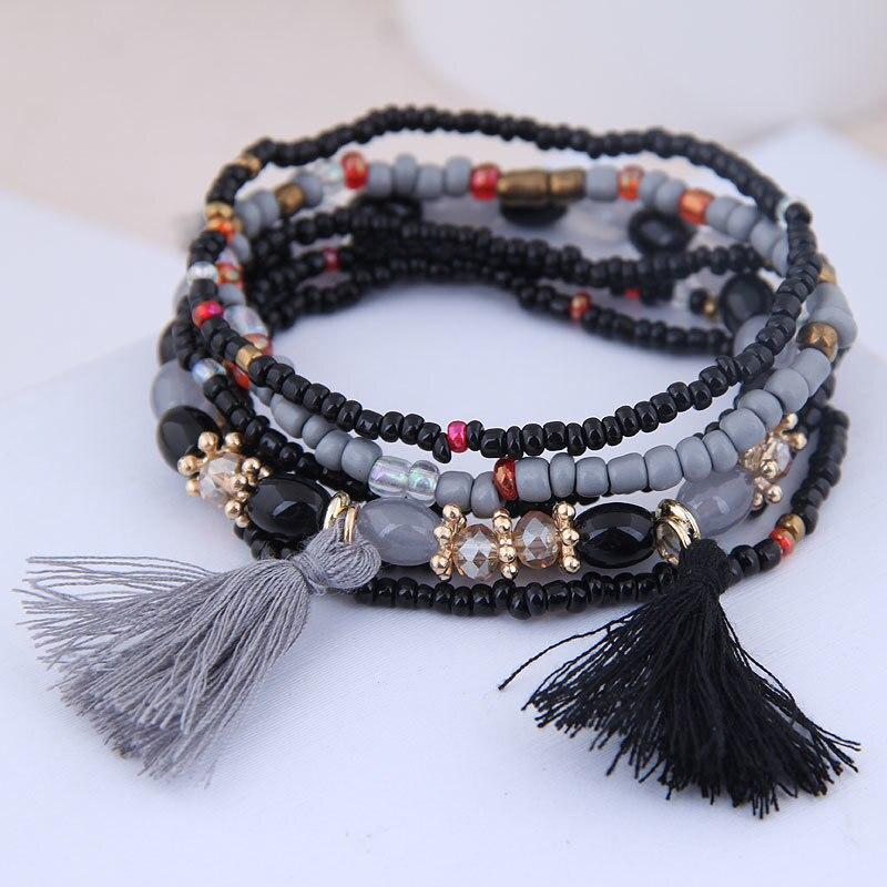 Handmade Boho Weave Beaded Cuff Bracelaces & Banglets For Women 2021 Fashion Geometric Width Bracelet Tassel Bohemian Jewelry Bijoux Femme