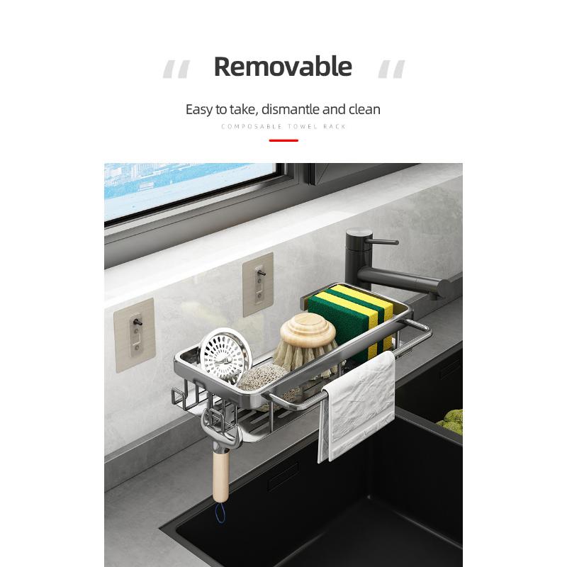 Органайзер для кухонных аксессуаров, держатель для кухонной раковины, органайзер для аксессуаров для ванной комнаты, металлическая полка без перфорации, полка с высокой несущей способностью