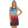 Sleeveless Loose Fit Star Print Dress Women’s Casual Tank Style Summer Dress with Side Slit and Gradient Pattern Design