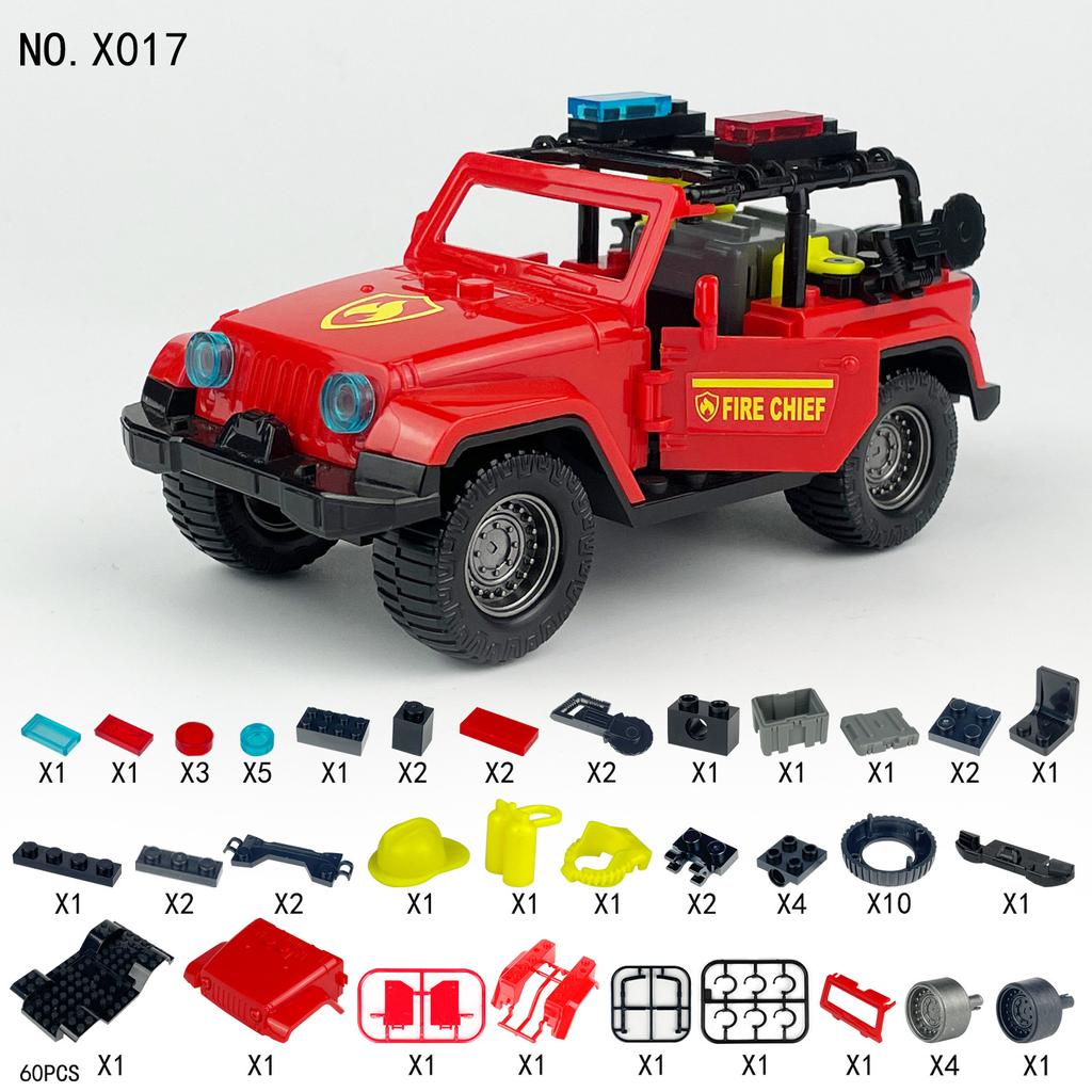 60 шт. X017 внедорожный пожарный патрульный автомобиль строительные блоки детские игрушки
