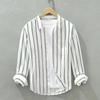 Japanese Retro Striped Long Sleeve Printed Shirt for Men Loose Casual Versatile White Jacket Trendy Top