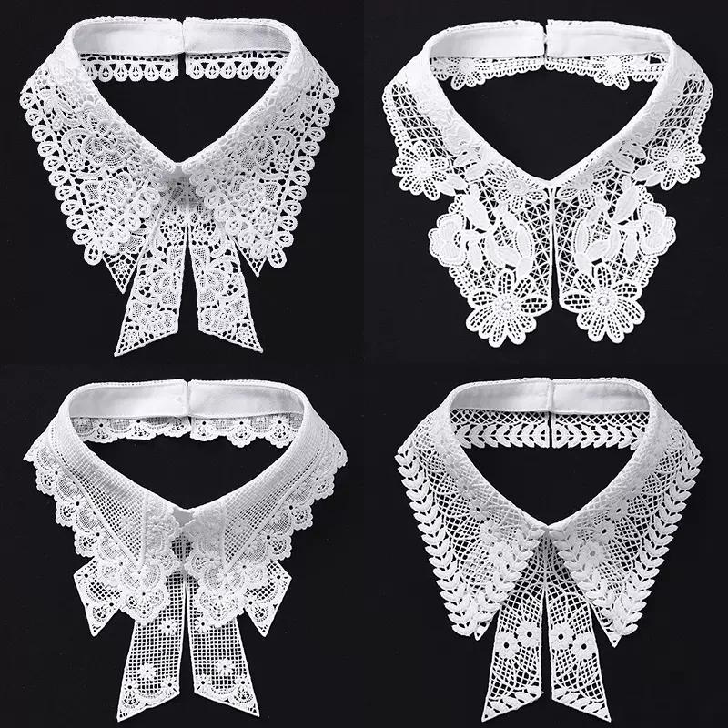 Fashion Lace White Fake Collar Women Detachable Collars for Women Black Lapel False Collars Woman Tie Clothes Accessories