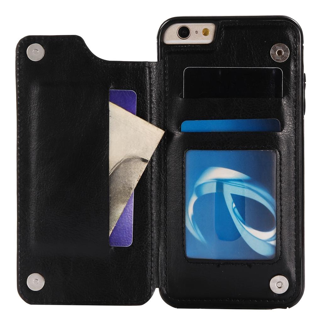 Чехол для телефона-кошелька с держателем для карт, чехол с подставкой для карт из искусственной кожи, двойной магнитной застежкой и прочным противоударным чехлом, для IPhone
