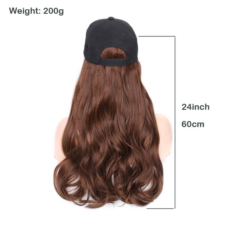 Hair Wig With Baseball Cap Straight&Wave Curly Hair Women Girl's Wigs