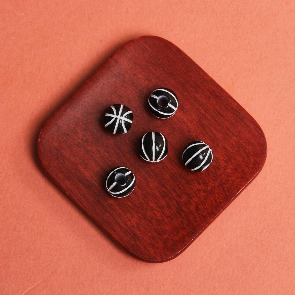 Хорошие подвески, круглые футбольные бусины с отверстием, акриловые, 5 шт., свободные бусины, футбольный мяч, 11 мм, 15,5 мм, баскетбольные браслеты, принадлежности для изготовления ювелирных изделий