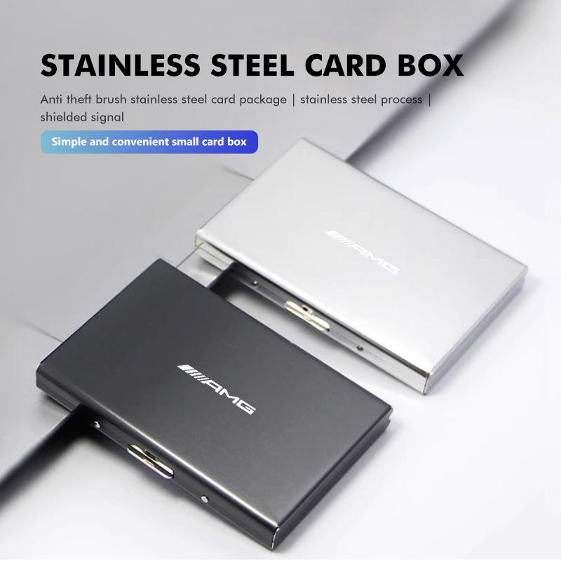 Car ID Bank Card Business Card Stainless Steel Storage Case For Mercedes Benz AMG A B C E S G Class A180 CLK CLA GLE GLC W212