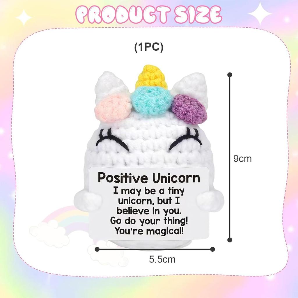 Funny Emotional Support Positive Crochet Unicorn Doll Cute Handmade Knitted Unicorn Desk Desktop Home Decoration Christmas Gift