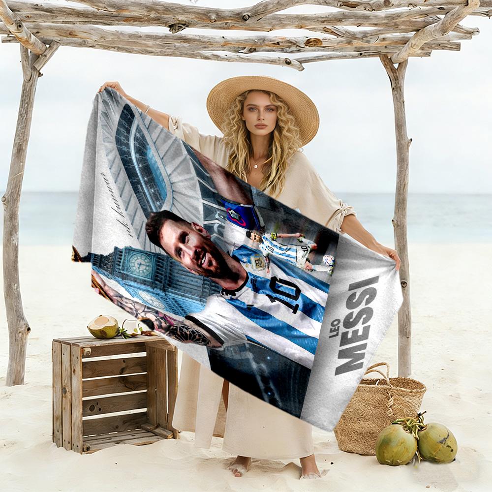 Football Messi Beach Towel Quick-Dry Soft Microfiber Comfortable Lightweight Portable for Swimming,Beach,Camping, Travel, Beach Accessories,Gym