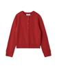 Emi Logo Crew Neck Knit Free Size Cardigan, 13WND254059, Women's, Red,
