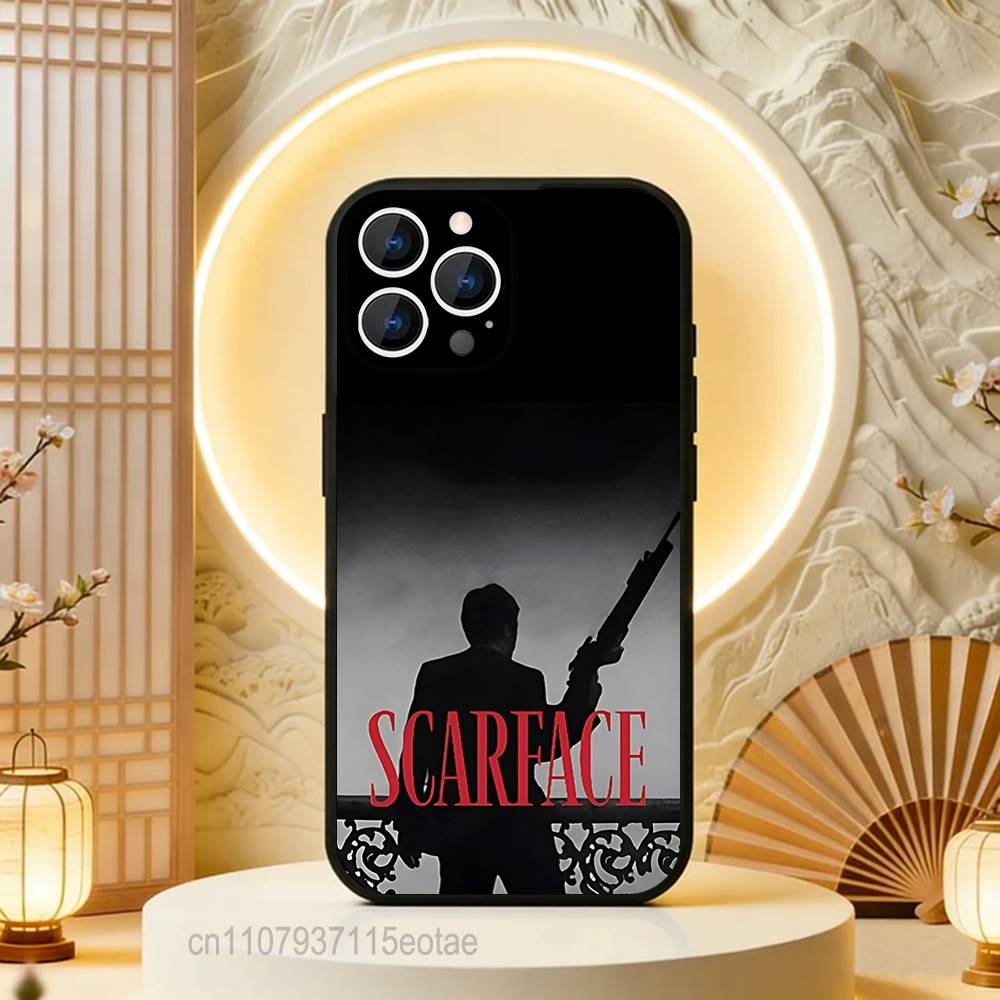 Чехол для телефона S-Scarfaces Tony Montana для iPhone 17,16,15,14,13,12,11,Pro,Max,Plus,E,Air,Mini Защитный Черный Чехол