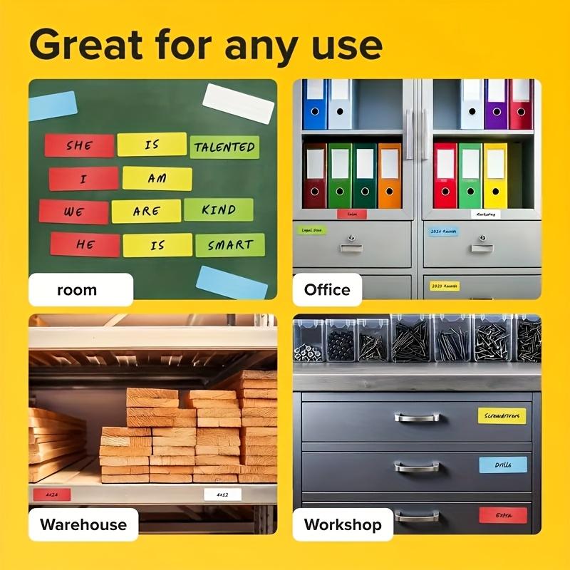15pcs Color Magnetic Labels, 1.2x3.2" Writable Whiteboard - Waterproof for Fridge, Office, Lockers & Shelves