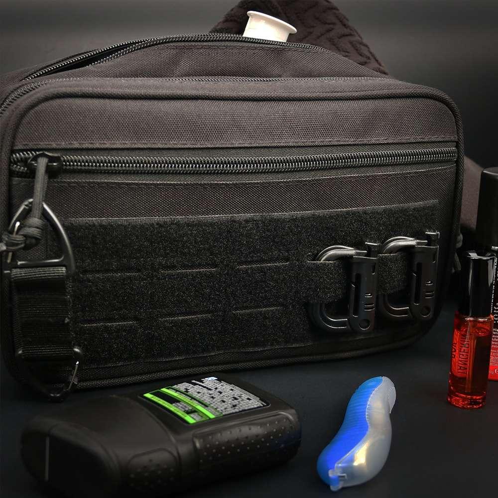Waterproof Tactical Molle Admin Pouch with Carabiner and Keychain Laser Cut EDC Modular Horizontal Utility Tool Pouch Bag