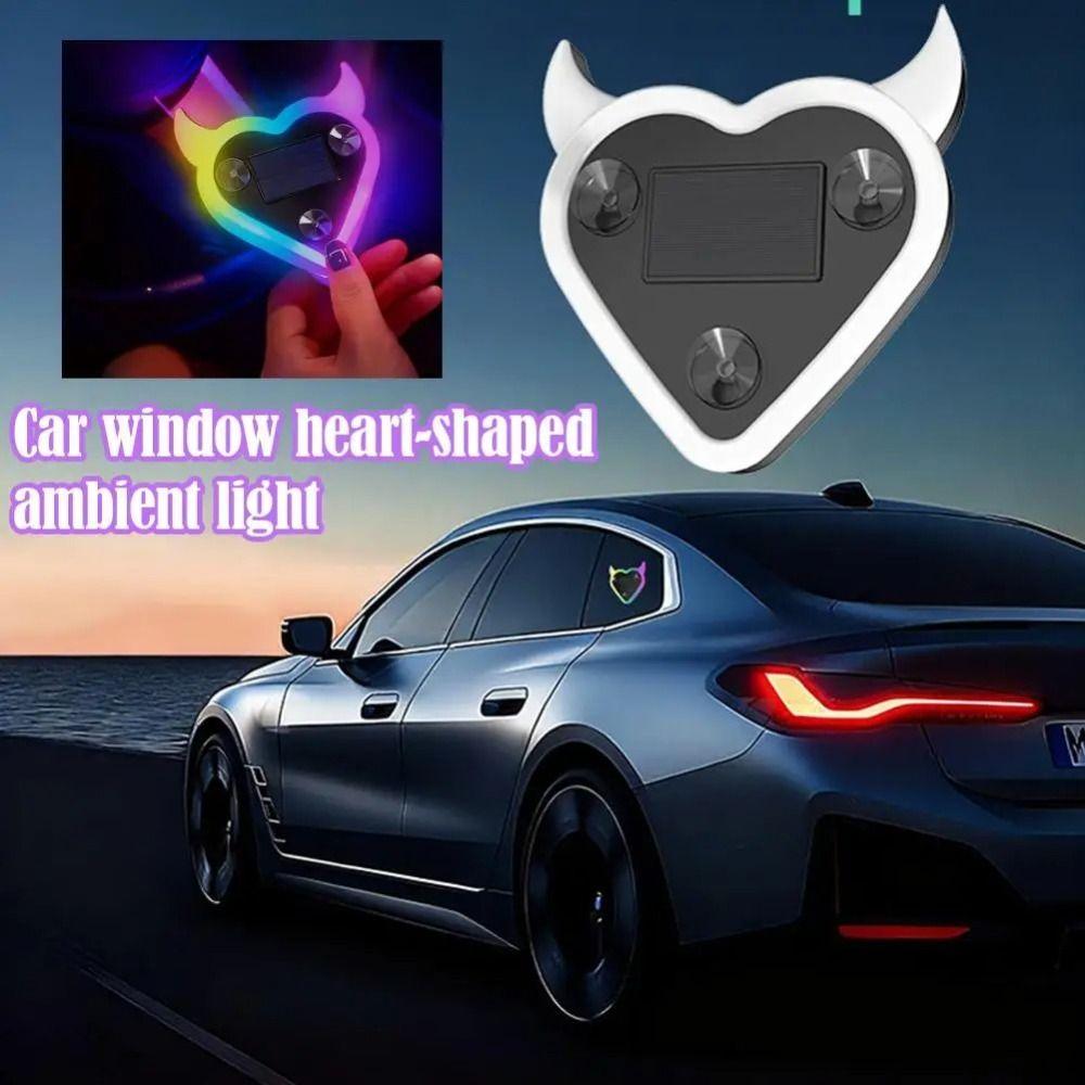 Suction Cup Car Solar Light Plastic Devil Heart-shaped Light Window Decoration