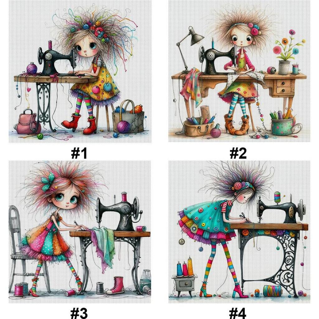 Полная вышивка хлопковой нитью 11CT Набивной набор для вышивания крестом с изображением девочки Искусство 40x40см