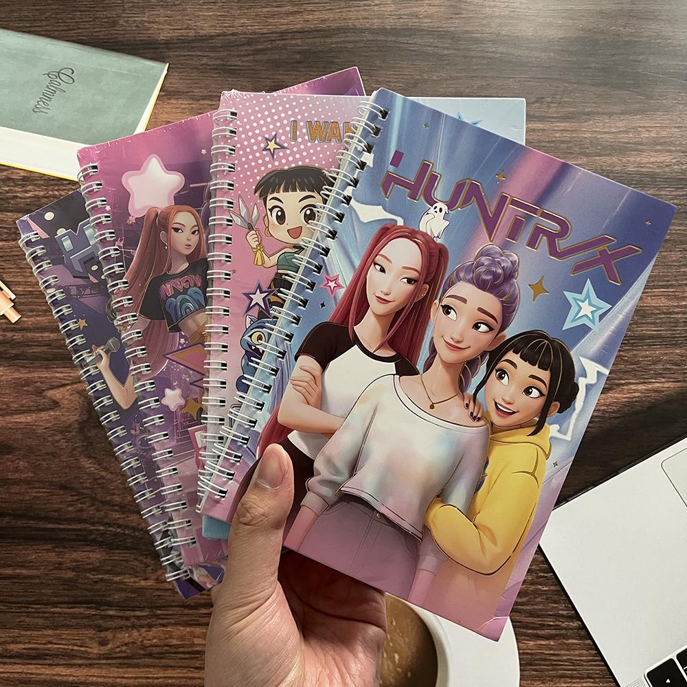 Demon Hunter Anime Notebook Set - Cute Coil-Bound Diary Journal for Students Office Supplies Random 1/2/4pcs Gift