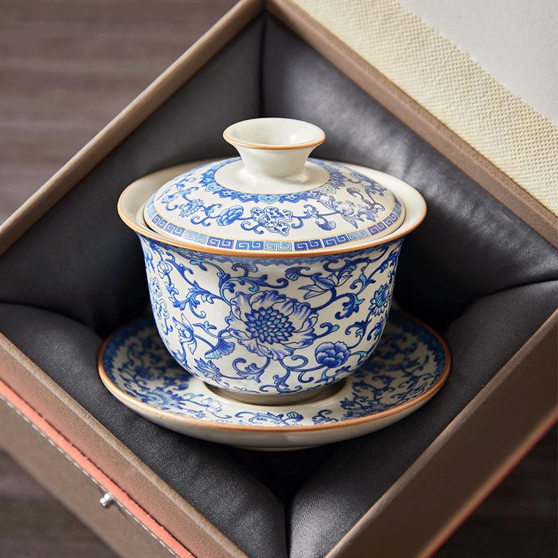 Чайный набор Gaiwan из Кильнской печи Саньцай Мингуан