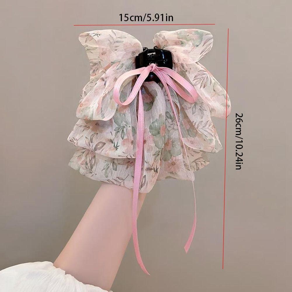 Шифоновая заколка для волос с цветком в корейском стиле, заколка-бантик, лента-бантик, держатель для хвоста