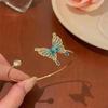 Chinese Style Vintage Green Butterfly Opening Adjustable Bracelet For Women Temperament Bracelet Jewelry