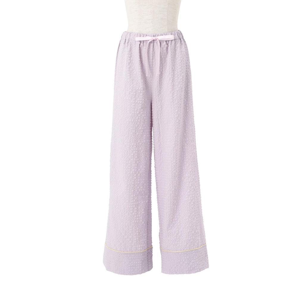 Francfranc Фиолетовый пижамный комплект с вышитым логотипом и жаккардовым узором в клетку, Домашняя одежда и одежда для отдыха, Модель 2025