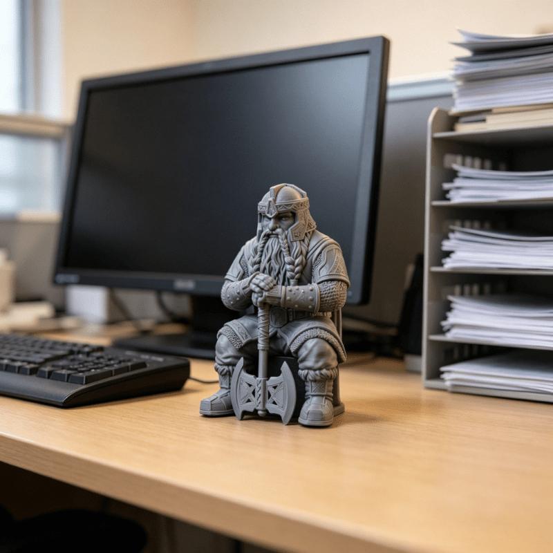 Nordic fantasy dwarf-themed sitting statue,  a aesthetic decoration suitable for gaming tables, office desks, bookshelf edges, and bedroom