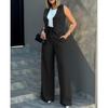 GMXIA Women's Fashion Solid Color Print Sleeveless Suspenders Trousers Pants Suits