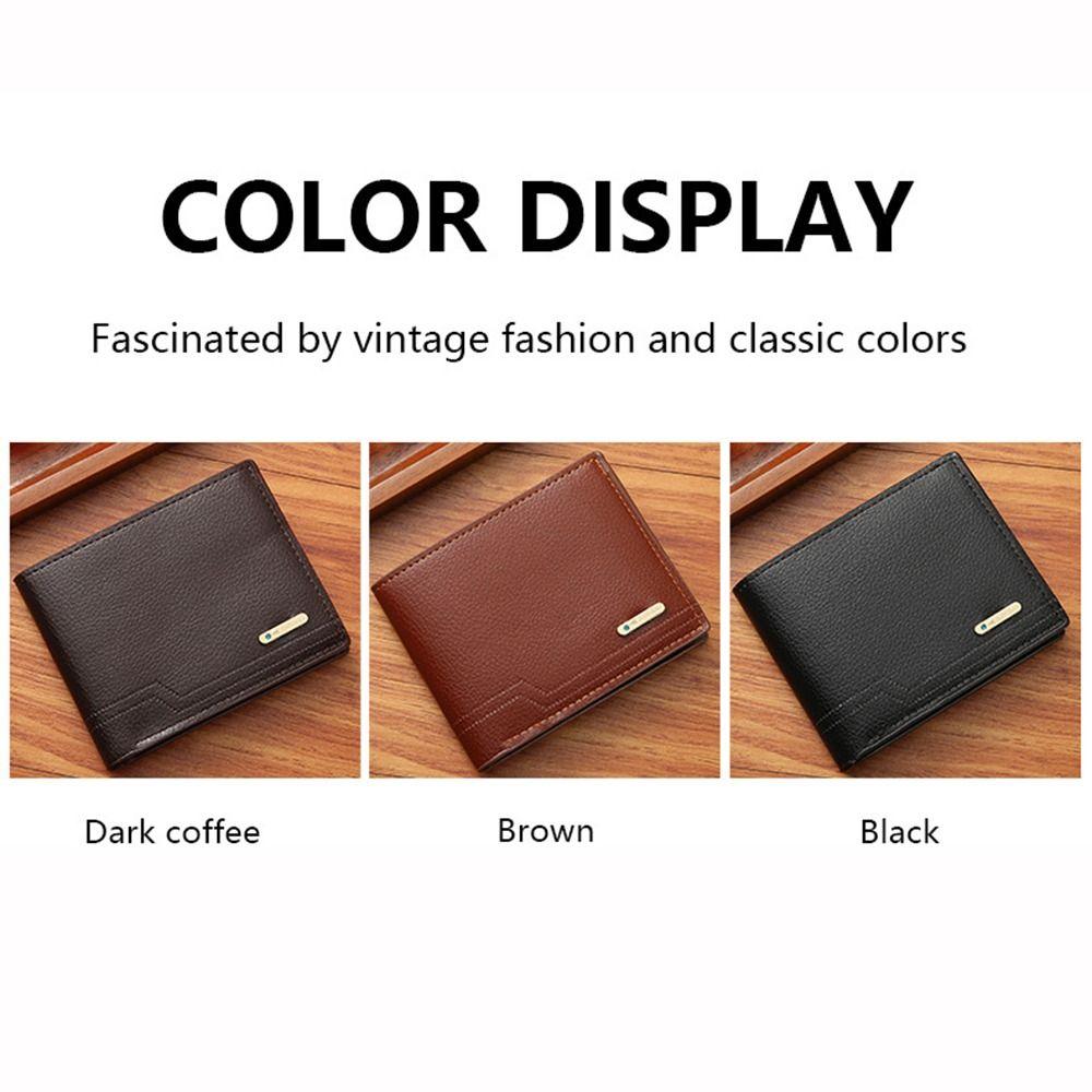 Large Capacity Male Leather Purse PU Leather ID Card Holder Portable Pocket Purse Daily Use