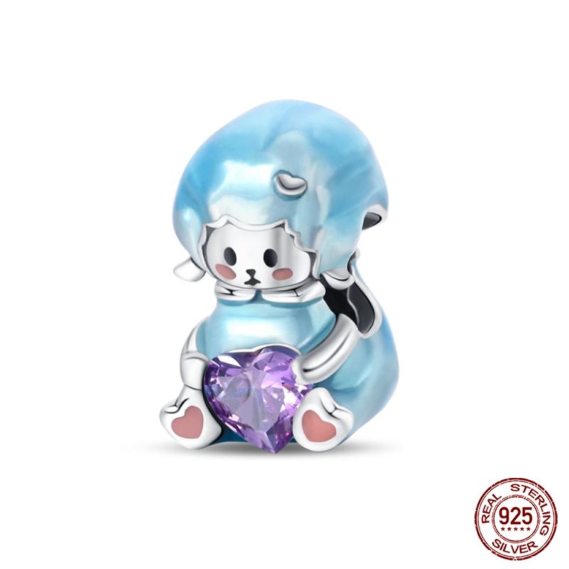 Copper Lovely Animal Cat Squirrel Penguin Heart Zircon Charms Beads Fit Qikaola Original Bracelets Fine Diy Jewelry