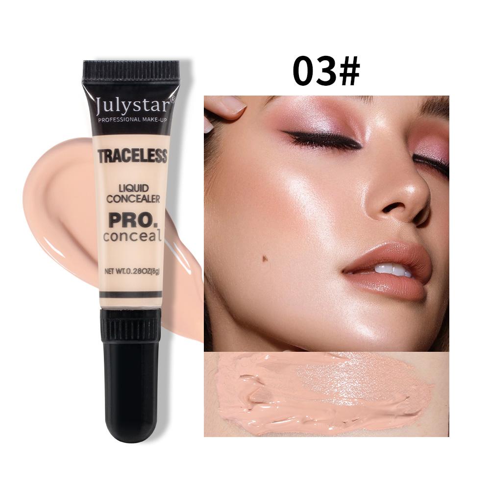 JULYSTAR Waterproof Concealer Facial Makeup Foundation Black Eye Circles Covering Liquid Foundation Oil Control Sweat Prevention
