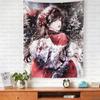 Кавайи Декор для дома Настенный гобелен Милый Декор для дома Гобелен Аниме Красная Девушка Гобелен в стиле инстаграм Девушка Гобелен