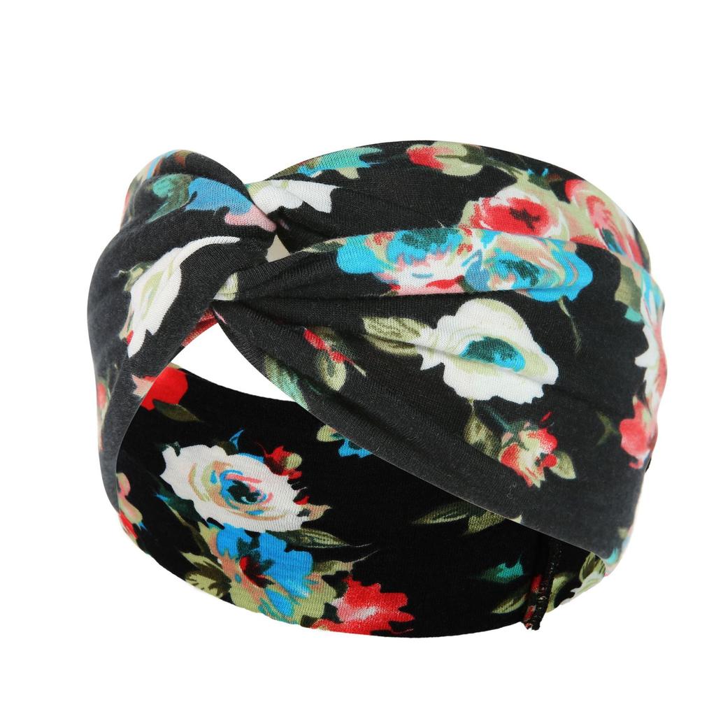 DX~~~ New Wide Brimmed Crossover Headband Lady's Bohemian Print Knitted Headband Sweat-wicking Bandana Sports Yoga Headband