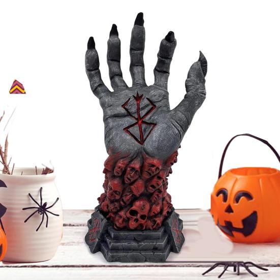 Berserk Resin Devil Hand Sculpture Heart Комплект ожерелий Реалистичный Череп Руна