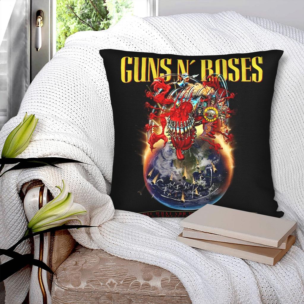 GunsNRoses Здесь чехол на подушку рок-метал группа Мерч Печать Наволочка Декоративная подушка Чехол для подушки Декор для дома Молния Разные размеры