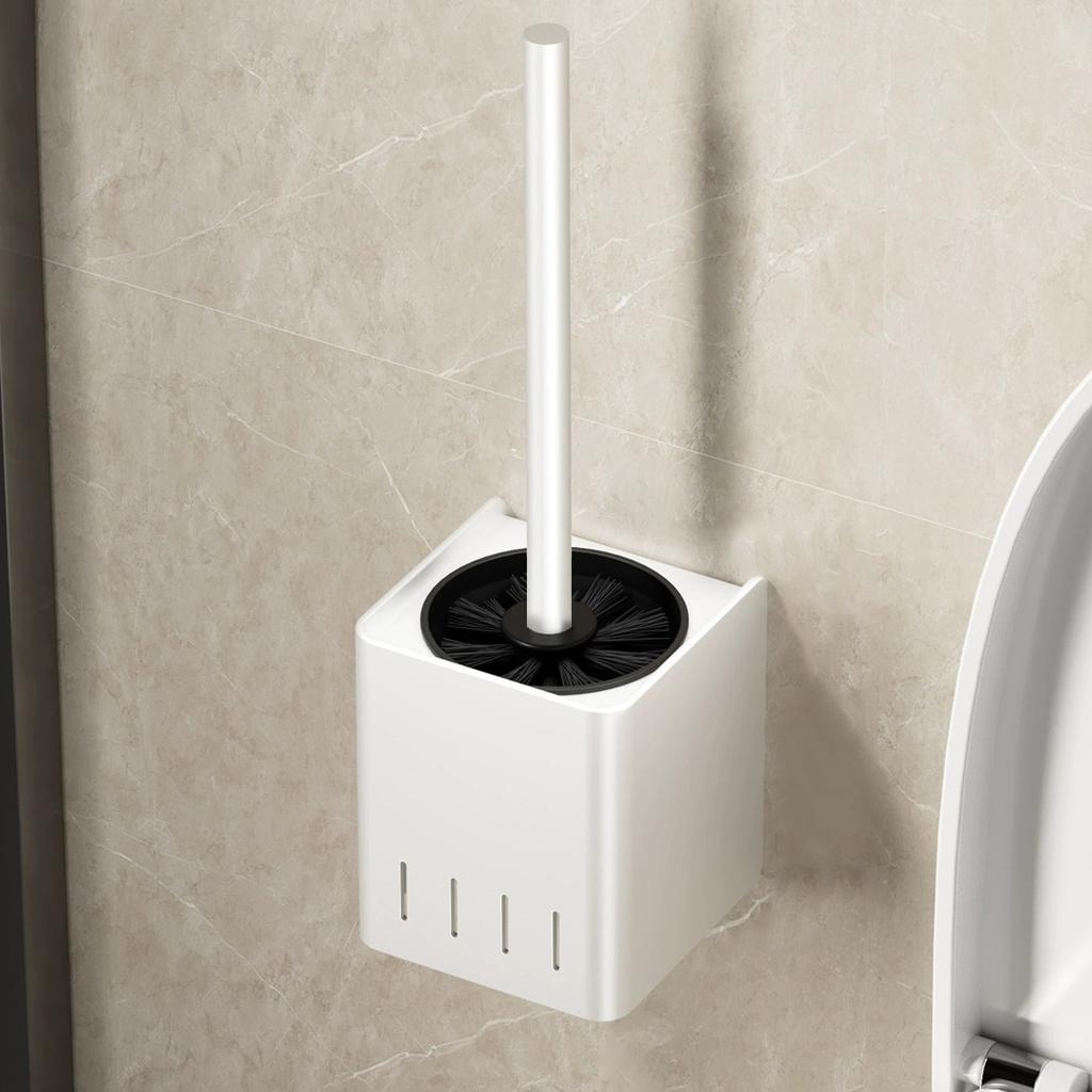 Bathroom Toilet Brush Holder Cleaning Tools Space Aluminum Wall Mounted No Drill Vertical Toilet Brush Bathroom Accessories