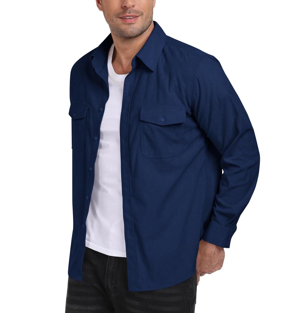 MoFiz Повседневное платье Длинное Открытое Плюс Свободное Однотонное для Повседневной Носки и Активного Отдыха Мужская Рубашка, Рукав, Воротник, Весна/Осень, Размеры, Посадка, На Пуговицах,