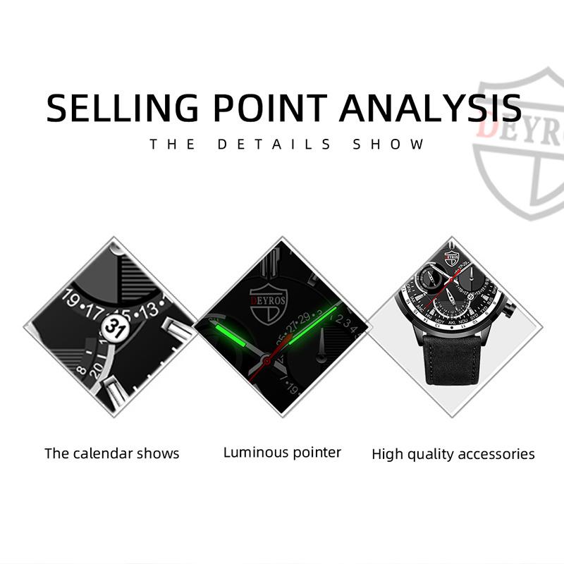 Модные мужские часы класса люкс для мужчин, деловые кожаные кварцевые наручные часы, мужские повседневные спортивные часы с браслетом и светящимися часами