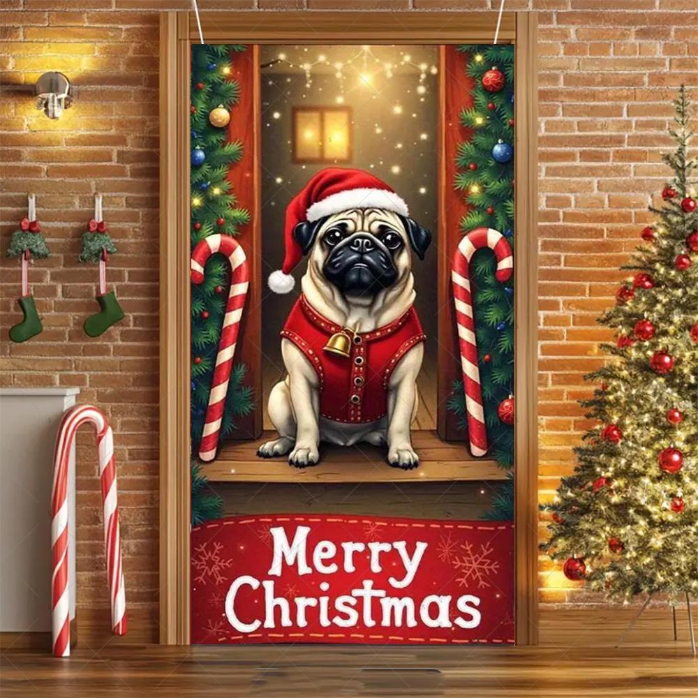 Cartoon Pet New Year Christmas Party Decorations Cat Dog Theme Door Covers Background Supplies Xmas Tree Photography Backdrop