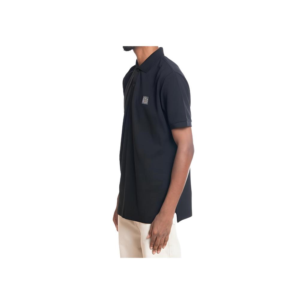 STONE ISLAND Рубашка поло мужская прямого кроя с коротким рукавом и нашивкой-логотипом Черная 811522R39-A0029
