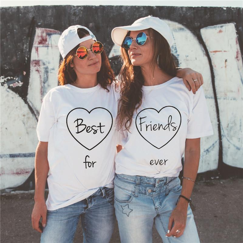 Summer 2023 Fashion Best Friend Shirts Women Short Sleeve T Shirt Bff Top Sisters Gifts For Friends Tees For Her