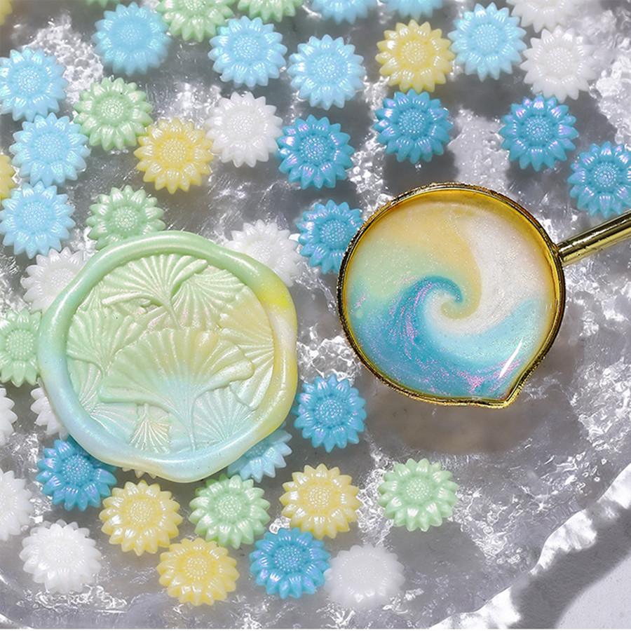 100 шт./пакет, воск для сургуча цвета Авроры, подсолнух, смешанные цвета, для свадебных приглашений, конвертов, упаковки винных подарков