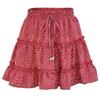 Womens Printed Skirt Summer High Waist Ruffle Miniskirt Beach Fashion Casual Mini Dress