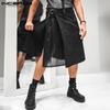 INCERUN Summer Mens Patchwork Unique High Waist Black Loose Bottoms Skirts