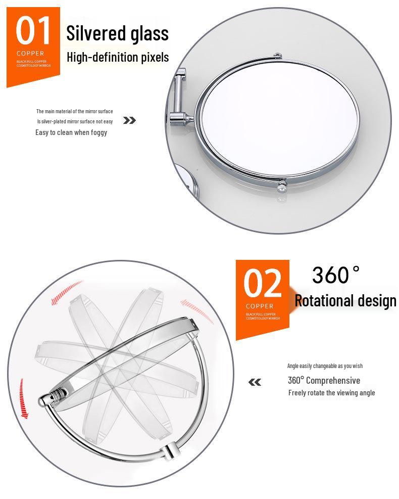 Black Double-Sided Standing Quartz Makeup Mirror for Dressing Table