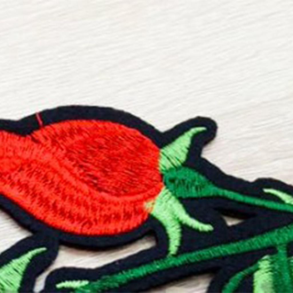 Красная роза вышитая нашивка милый высококачественный изысканный цветочный термонаклейка на нашивку для курток одежды рубашек