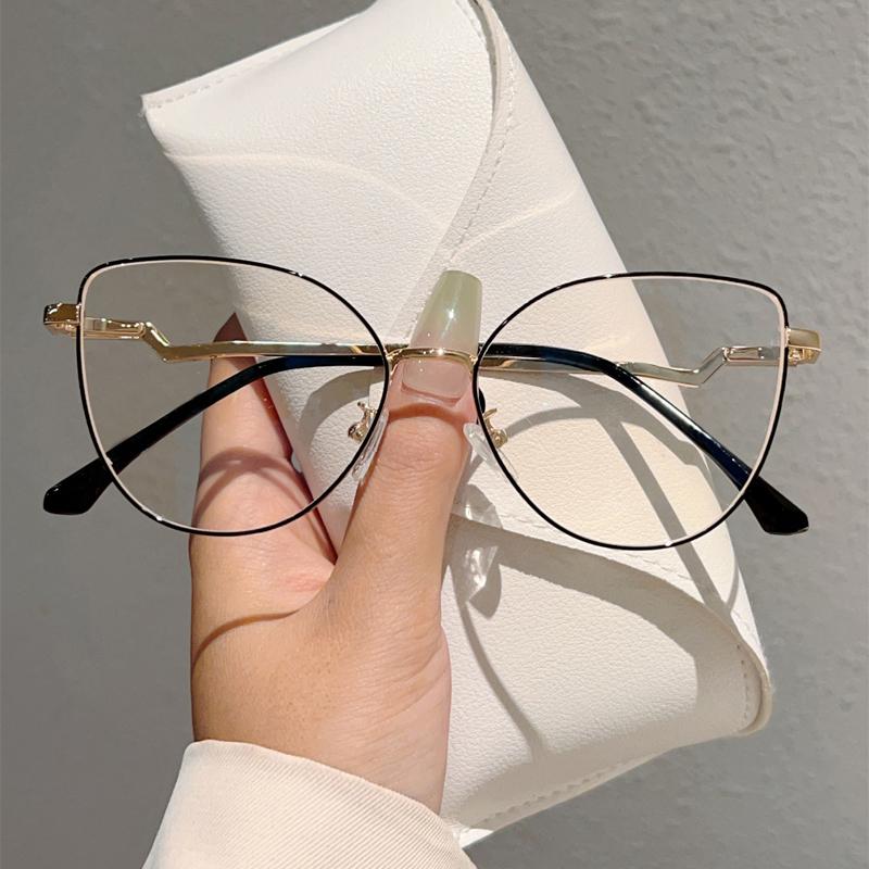 Трендовая ретро металлическая оправа «кошачий глаз» модные очки в корейском стиле для женщин, блокирующие синий свет, дизайнерский бренд, шикарные очки