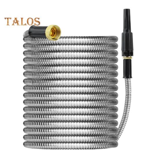 Stainless Steel Garden Hose Flexible Anti-kink Expandable Water Pipe Weather-resistant Hose with Leak Proof Brass Connectors for Car Washing Garden