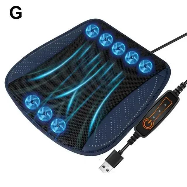 Новая летняя прохладная и вентилируемая подушка для сиденья, дышащая, с теплоотводом, домашняя USB-подушка для сиденья с вентилятором, охлаждающий чехол для сиденья автомобиля Zr