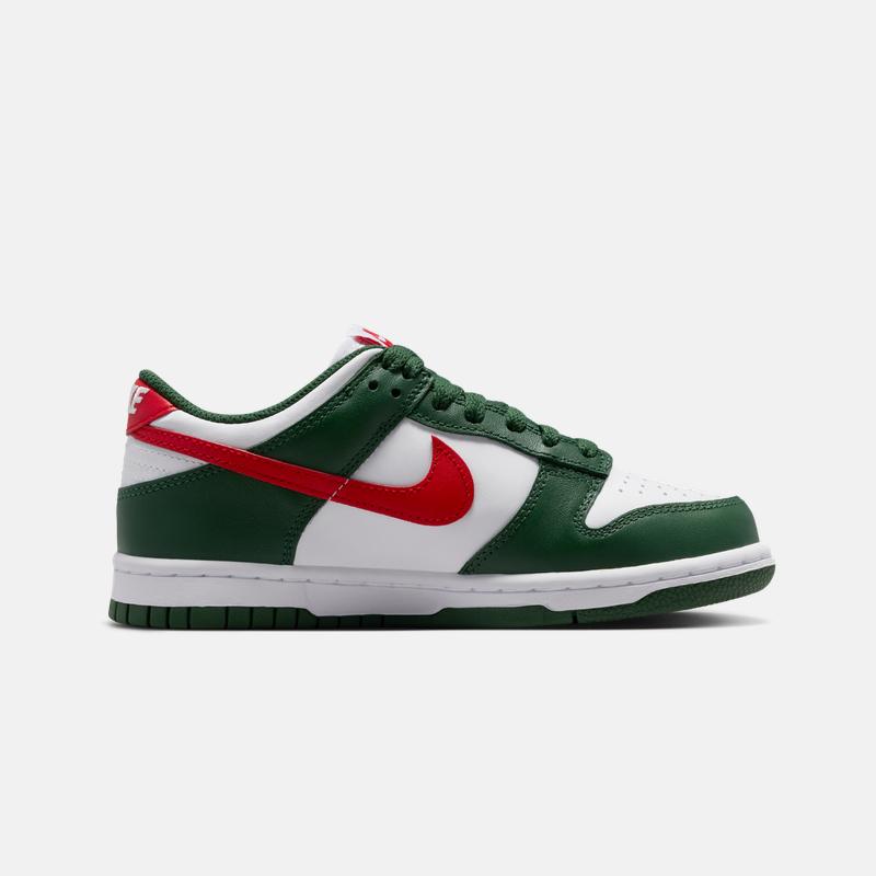 Nike Dunk Low GS Ель/Белый/Университетский красный Детские кроссовки Зеленый IO7453-323