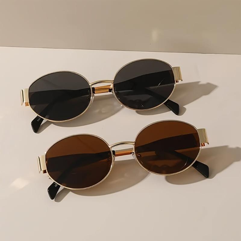 2 Pairs of Summer Fashionable Oval Metal Frame Glasses Unisex Suitable for Daily Wear and Trendy Pography