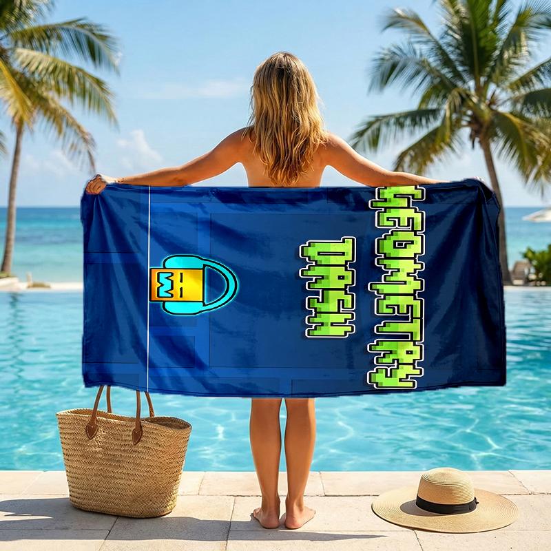 Geometry Dash Fashion Beach Towel: Ideal for Summer Adventures Soft, absorbent and quick drying suitable for swimming and bathing